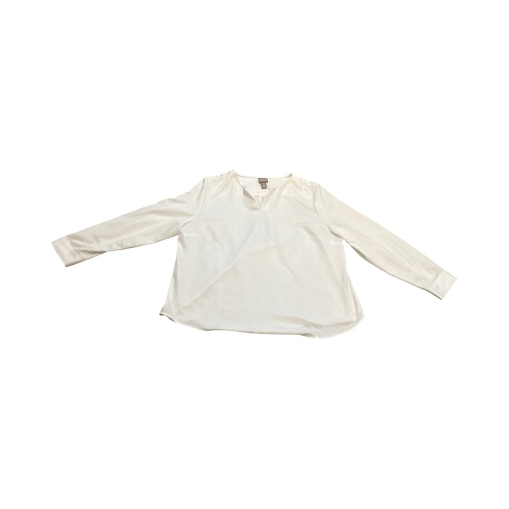 Chico's Couture White V-Neck Blouse Long Sleeve Size 3 XL /16/XL Minimalist - Picture 16 of 16